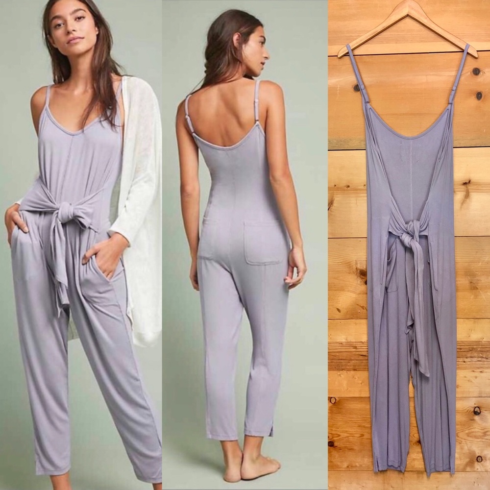 Saturday Sunday Thorpe lavender tank flowy tie waist jumpsuit pocket slouch